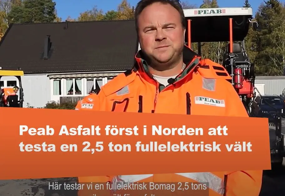 Peab Asfalt först i Norden att testa en 2,5 tons elektrisk vibrovält